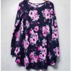 Pink & Black Floral Long Sleeve Dress